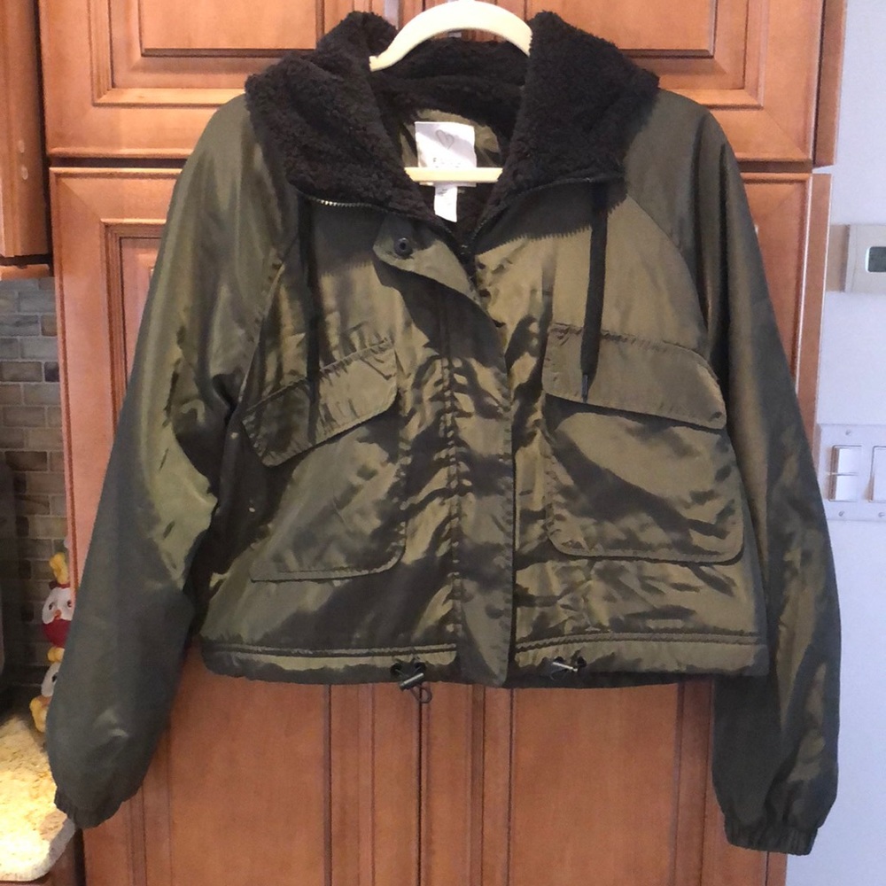Full Tilt Cropped Jacket Hoodie Green size Large
